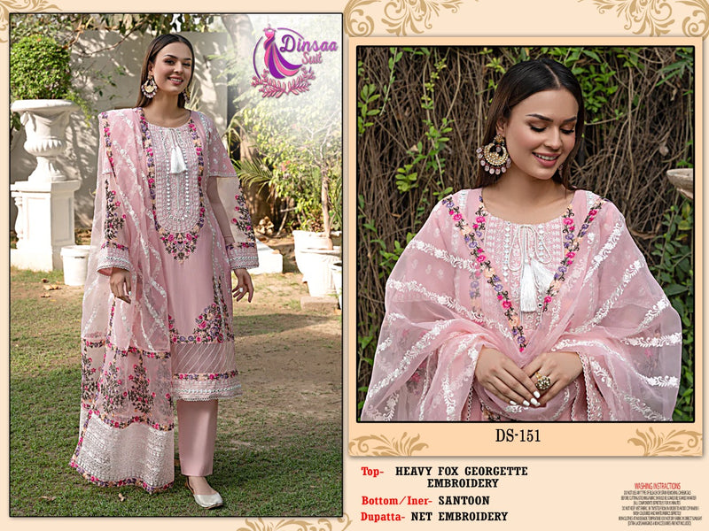 Dinsaa Suit Dno 151 Georgette With Heavy Embroidery Work Stylish Designer Wedding Look Salwar Kameez