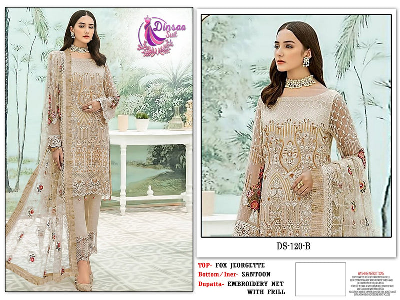 Dinsaa Dno 120 B Fox Georgette With Heavy Embroidery Stylish Designer Pakistani Salwar Kameez