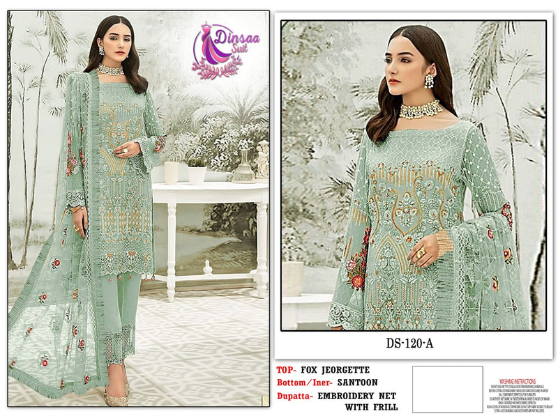 Dinsaa Dno 120 A Fox Georgette With Heavy Embroidery Stylish Designer Pakistani Salwar Kameez