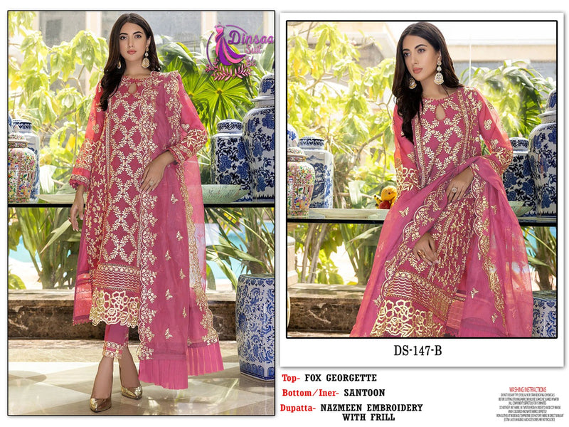 Dinsaa Suit Dno 174 B Georgette With Beautiful Heavy Embroidery Work Stylish Designer Festive Look Salwar Kameez