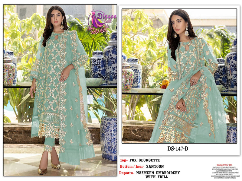 Dinsaa Suit Dno 174 D Georgette With Beautiful Heavy Embroidery Work Stylish Designer Festive Look Salwar Kameez