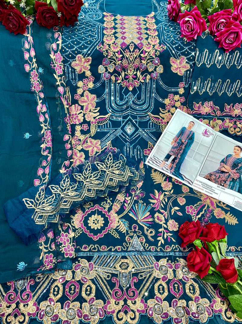Dinsaa Suit Dno Ds 1005 Georgette With Heavy Embroidery Stylish Designer Pakistani Salwar Suit