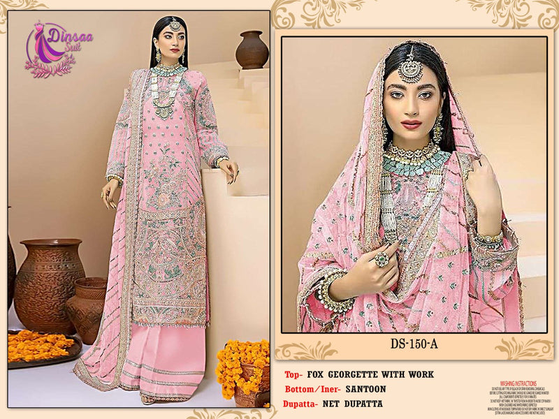 Dinsaa Suit Dno 150 A Georgette With Beautiful Work Stylish Designer Wedding Look Salwar Kameez