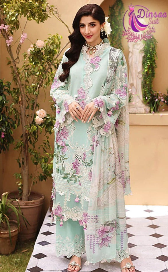 Dinsaa Suit Elaf Summer 128 Pure Cotton With Fancy Work Stylish Designer Pakistani Salwar Kameez