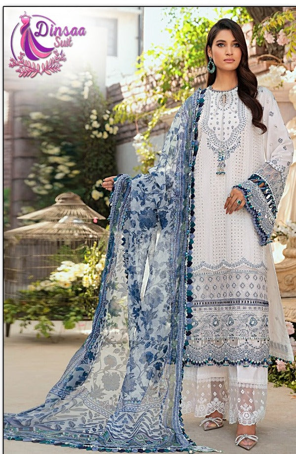 Dinsaa Suit Roohi Dno 137 Cambric Cotton With Heavy Embroidery Work Stylish Designer Pakistani Salwar Kameez
