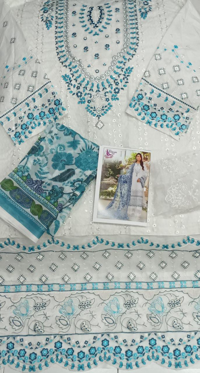 Dinsaa Suit Roohi Dno 137 Cambric Cotton With Heavy Embroidery Work Stylish Designer Pakistani Salwar Kameez