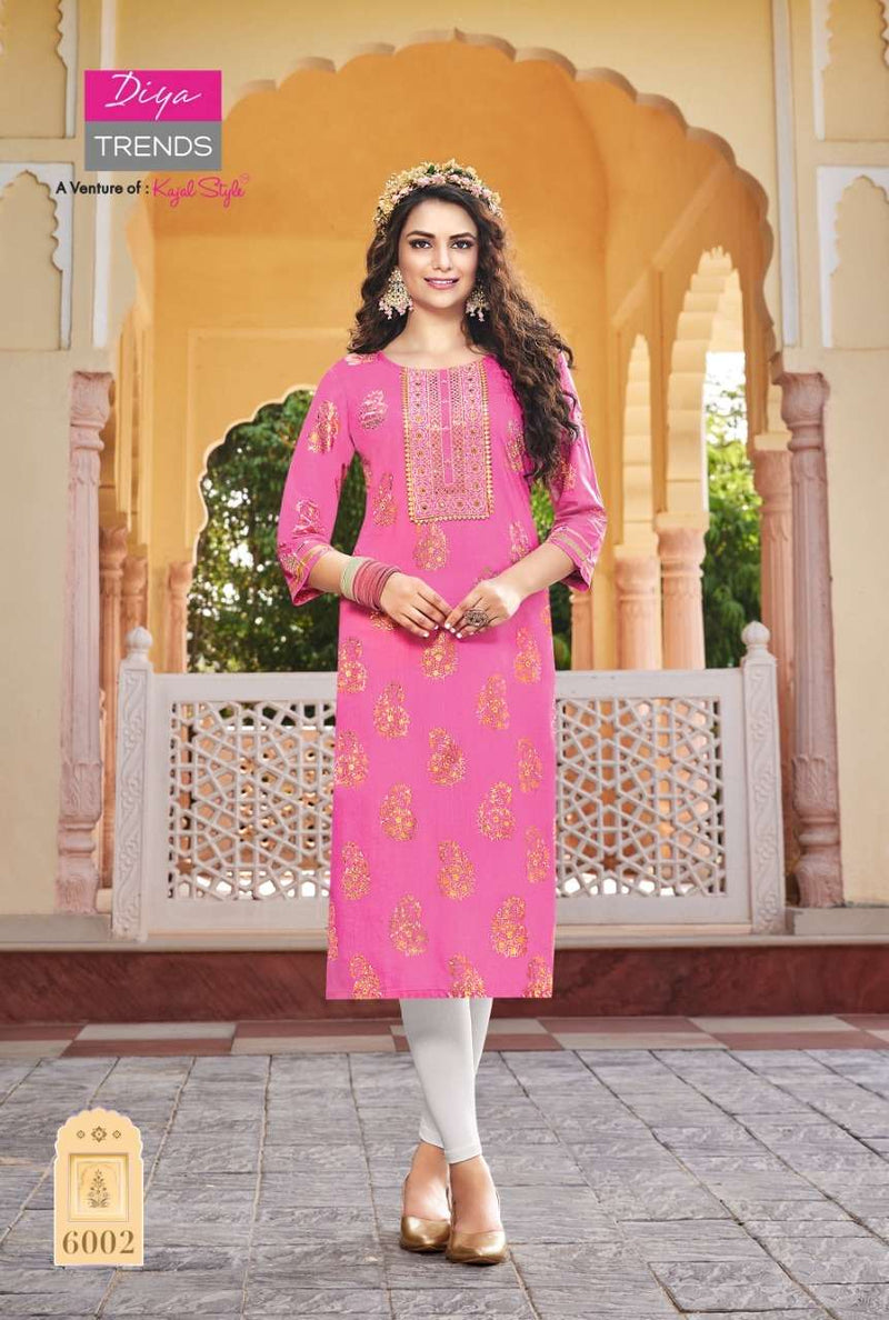 Diya Trends Victoria Vol 6 Rayon With Embroidery Work Stylish Designer Casual Wear Fancy Kurti