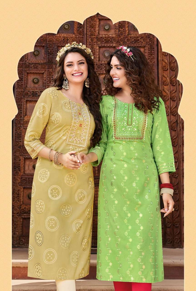Diya Trends Victoria Vol 6 Rayon With Embroidery Work Stylish Designer Casual Wear Fancy Kurti