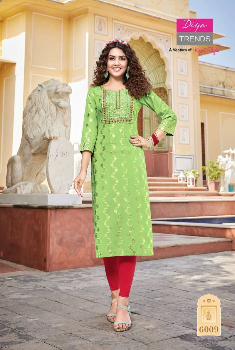 Diya Trends Victoria Vol 6 Rayon With Embroidery Work Stylish Designer Casual Wear Fancy Kurti