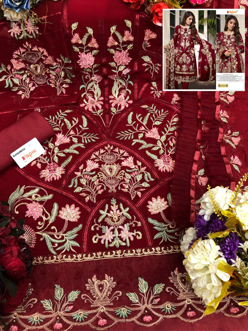 Fepic Rosemeen Dno 5157 B Georgette Embroidered Heavy Hand Work Salwar Kameez