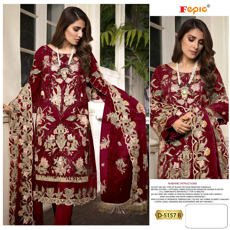 Fepic Rosemeen Dno 5157 B Georgette Embroidered Heavy Hand Work Salwar Kameez