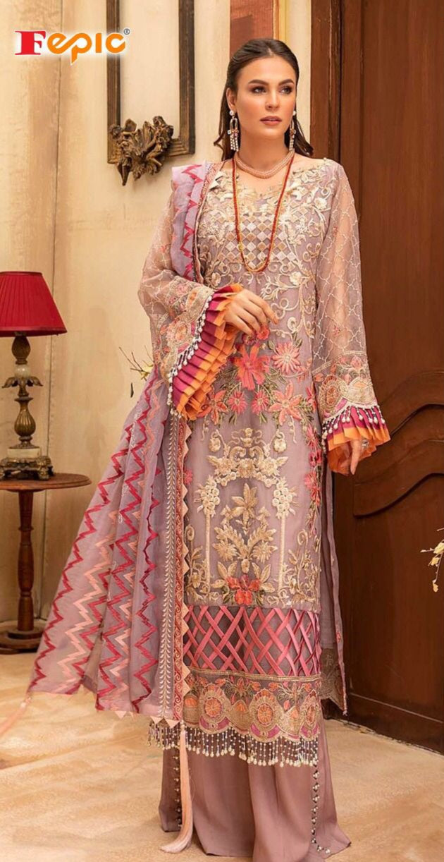 Fepic Suit Rosemeen D No 91006 Organza Heavy Embroidered Salawar Suit