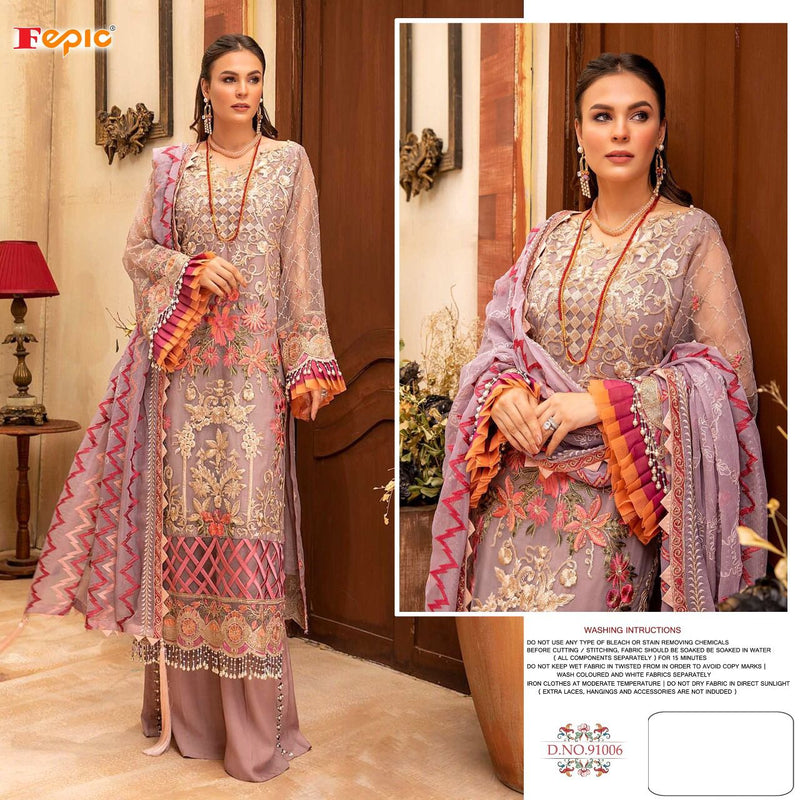 Fepic Suit Rosemeen D No 91006 Organza Heavy Embroidered Salawar Suit