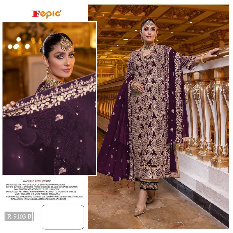 Fepic Rosemeen 9103 B Georgette Stylish Designer Embroidered Pakistani Style Wedding Wear Salwar Suit