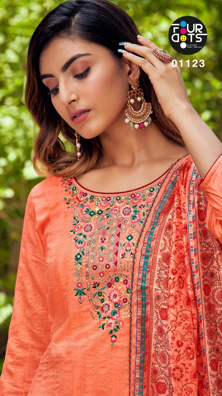 Four Dots Janki Vol 3 With Heavy Parampara Work Stylish Designer Casual Wear Salwar Kameez