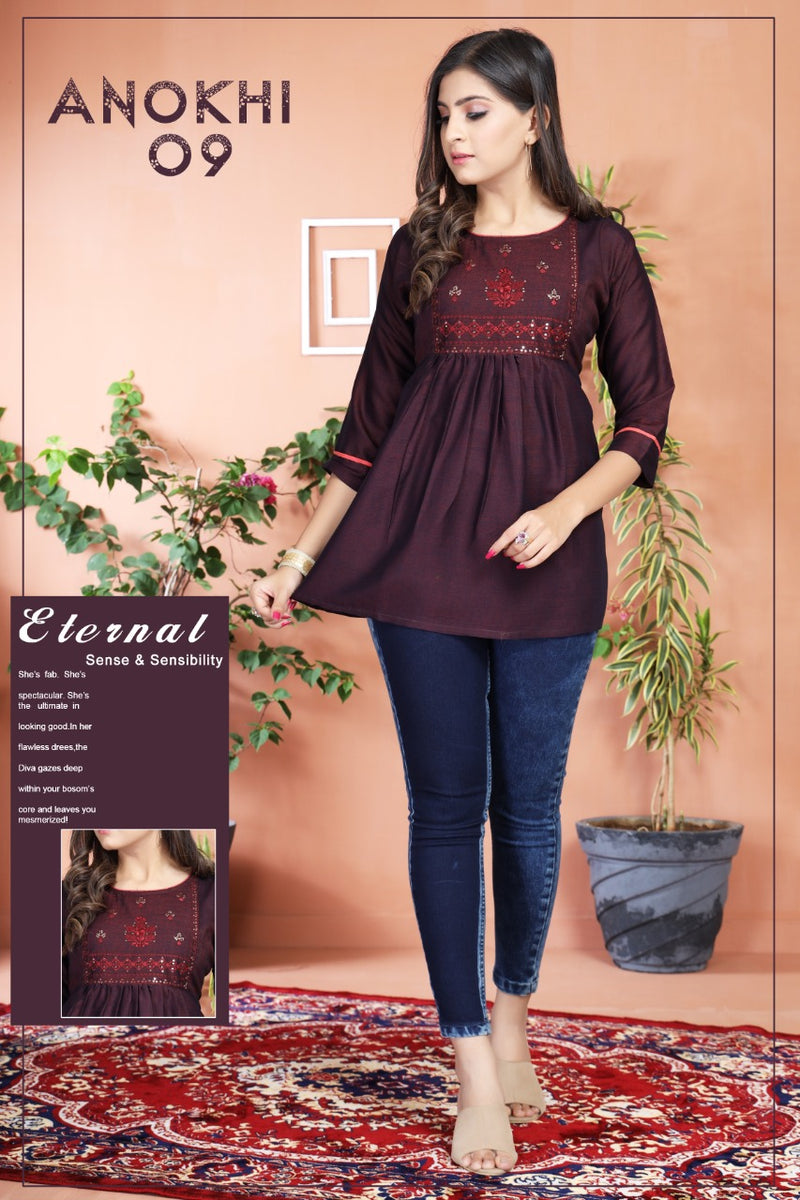 Gabbha Anokhi Rayon Stylish Designer Short Tops