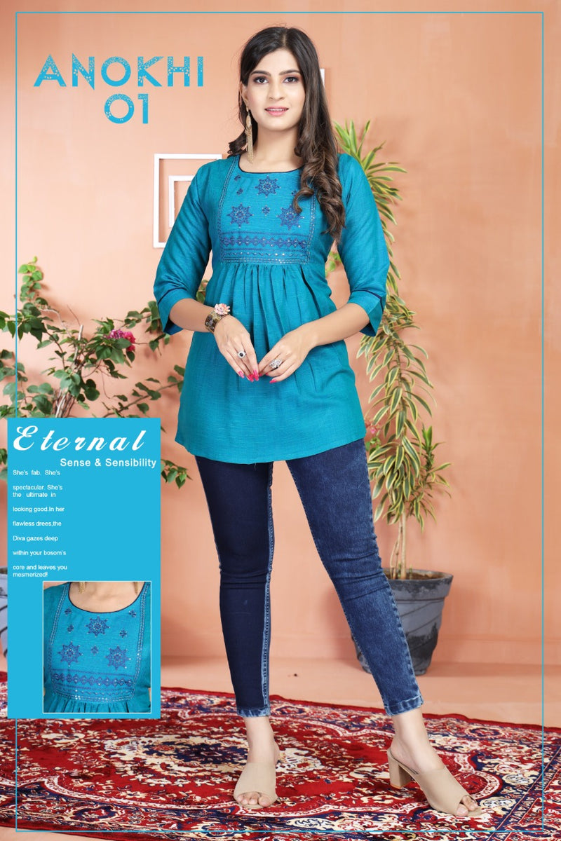 Gabbha Anokhi Rayon Stylish Designer Short Tops