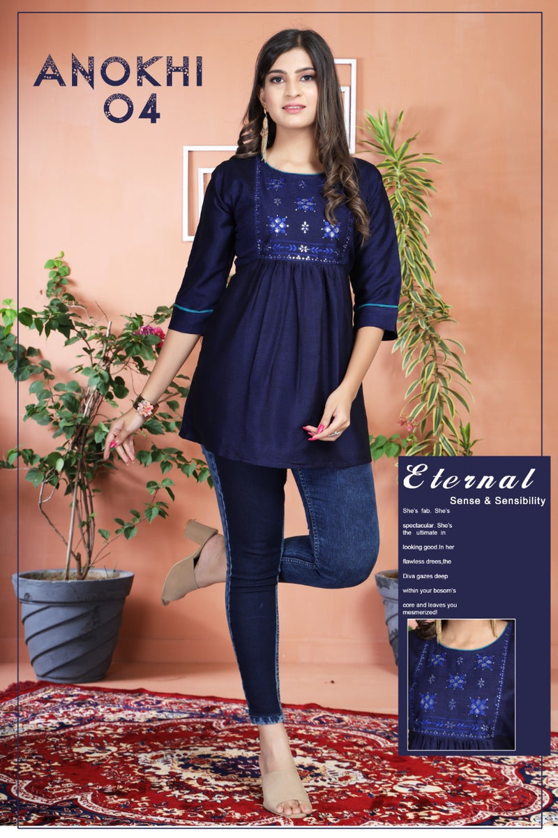 Gabbha Anokhi Rayon Stylish Designer Short Tops