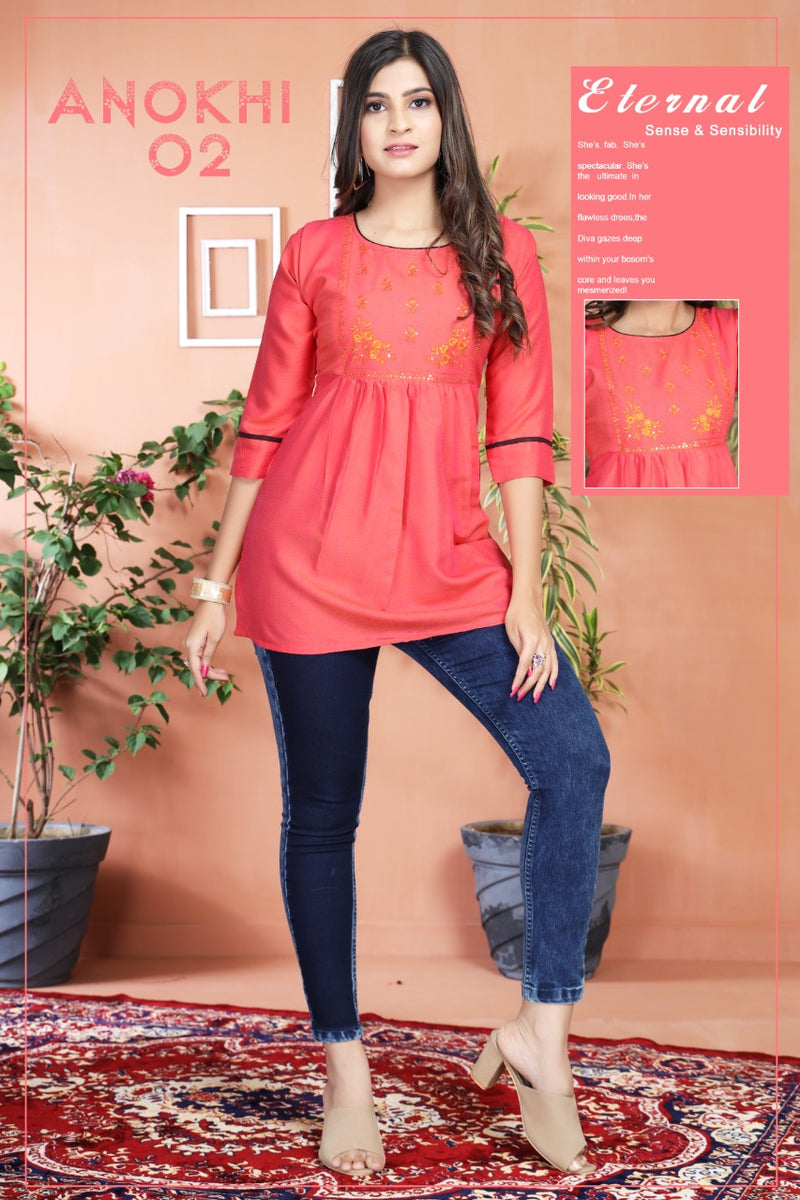 Gabbha Anokhi Rayon Stylish Designer Short Tops