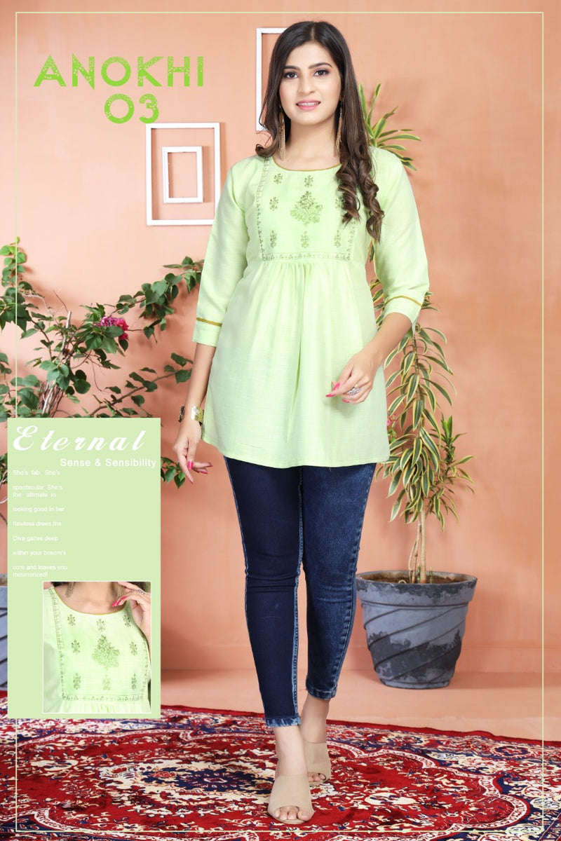 Gabbha Anokhi Rayon Stylish Designer Short Tops