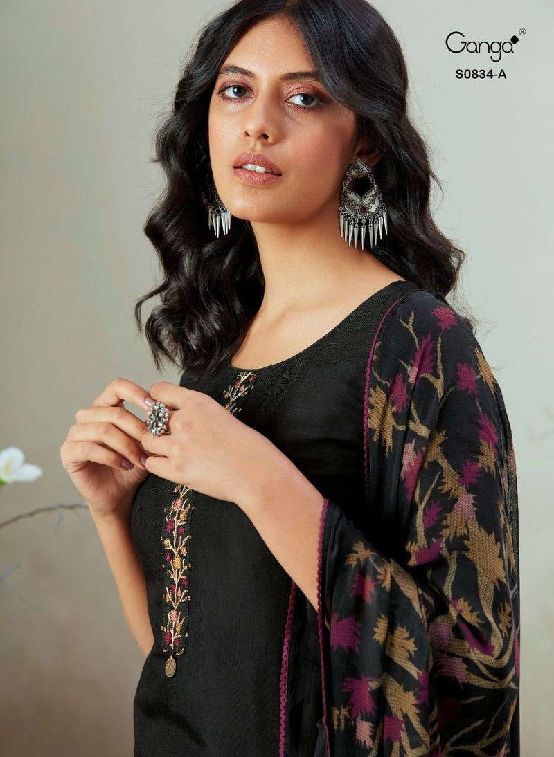 Ganga Fashion Dno 834 Silk With Beautiful Work Stylish Designer Casual Look Fancy Salwar Suit