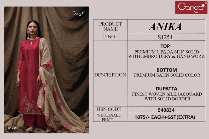 Ganga Fashion Dno 1254 Silk With Beautiful Work Stylish Designer Casual Look Fancy Salwar Suit
