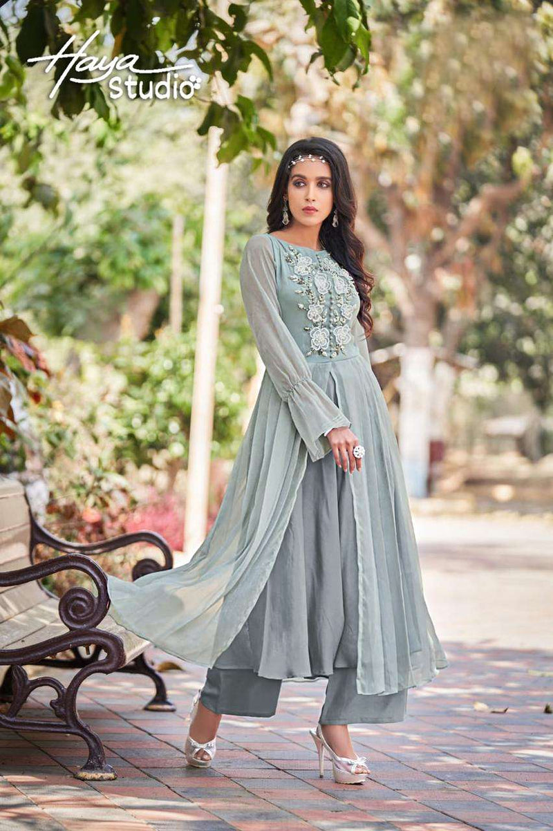 Haya Studio Dno 1012 B Georgette Stylish Designer Wear Kurti