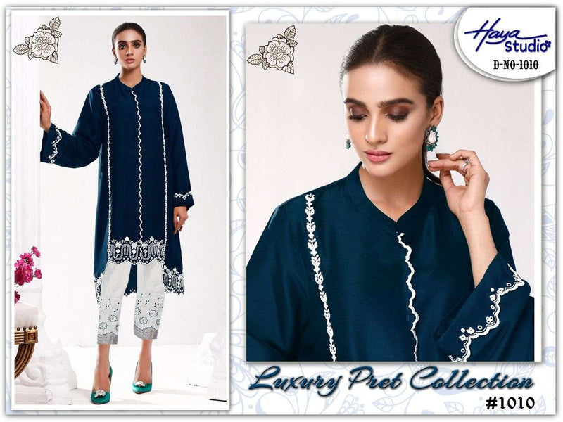 Haya Studio Dno 1010 Georgette With Embroidery Stylish Designer Wear Kurti