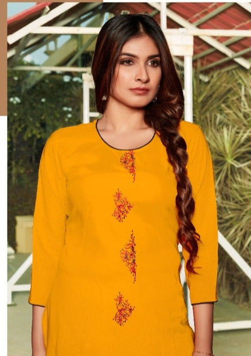 Poorvi Designer Jasmine Vol 1 Rayon  Fancy Office Wear Embroidered Kurtis