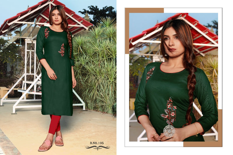 Poorvi Designer Jasmine Vol 1 Rayon  Fancy Office Wear Embroidered Kurtis