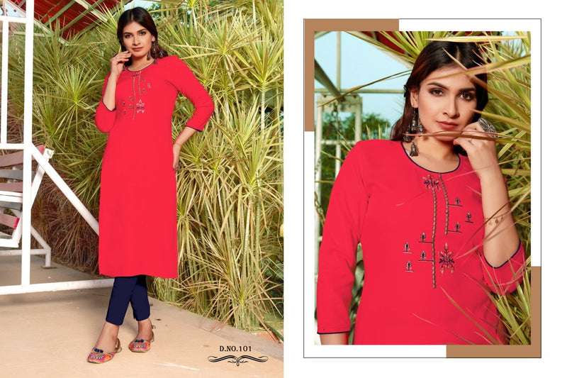 Poorvi Designer Jasmine Vol 1 Rayon  Fancy Office Wear Embroidered Kurtis