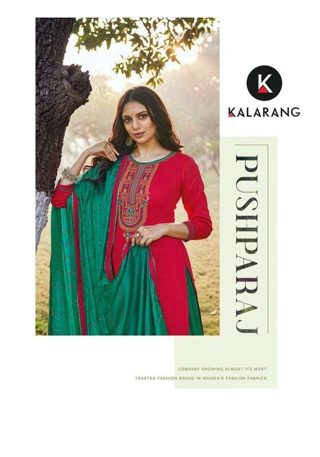 Kalarang Pushparaj Jam Silk Cotton Stylish Designer Festival Wear Salwar Kameez