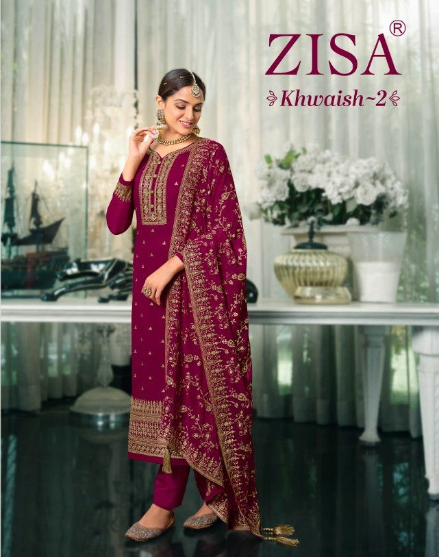 Zisa Khwais Georgette Sequence Embroidery Work Fancy Designer Partywear Salwar Kameez