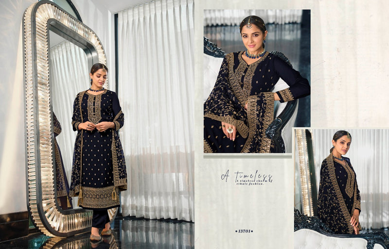 Zisa Khwais Georgette Sequence Embroidery Work Fancy Designer Partywear Salwar Kameez