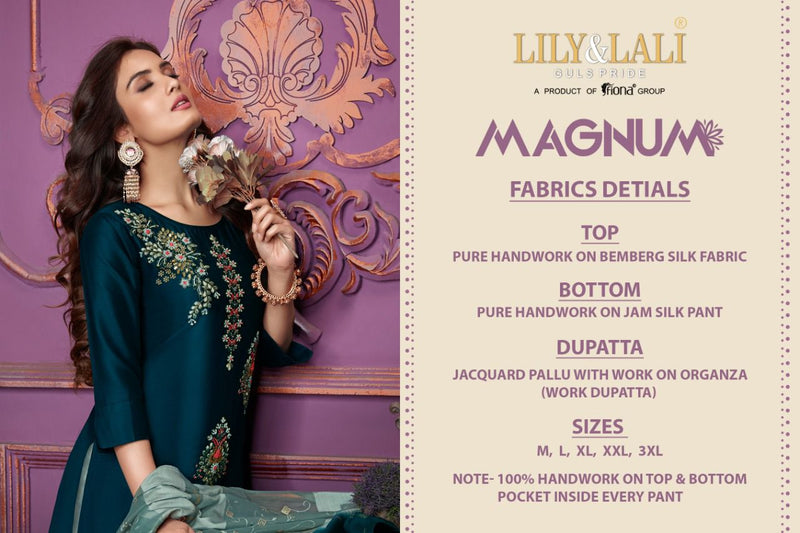 Lily And Lali Bemberg Silk Stylish Designer Magnum Top With Bottom And Dupatta