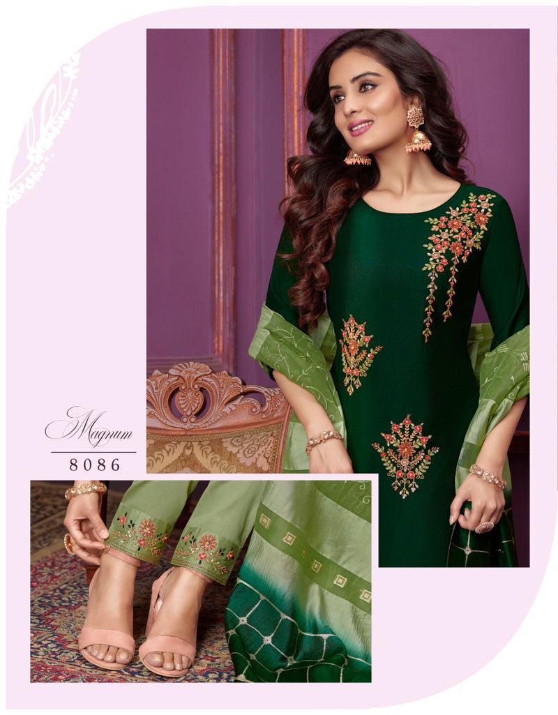 Lily And Lali Bemberg Silk Stylish Designer Magnum Top With Bottom And Dupatta
