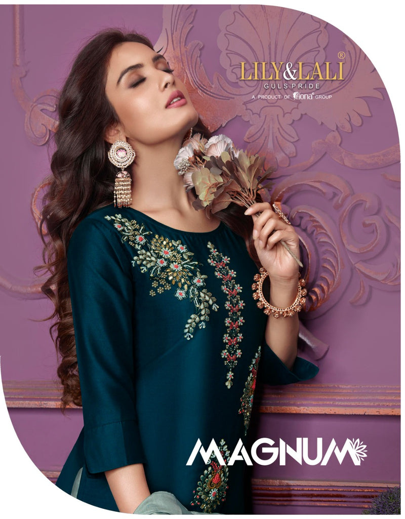 Lily And Lali Bemberg Silk Stylish Designer Magnum Top With Bottom And Dupatta