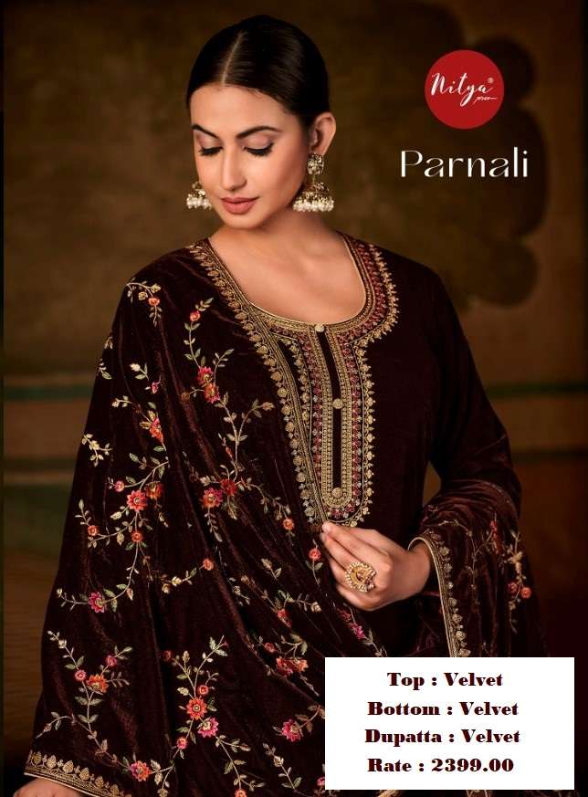 Lt Fabric Nitya Velvet With Beautiful Work Stylish Designer Attractive Look Salwar Kameez