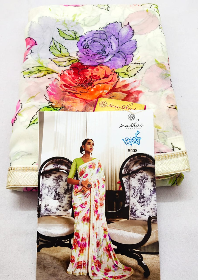 Lt Kashvi Creation Arth Weightless Floral Design Stylish Designer Wear Saree