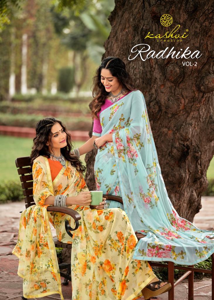 LT Saree Radhika Vol 2 Chiffon Flower Printed Stylish Designer Casual Wear Sarees