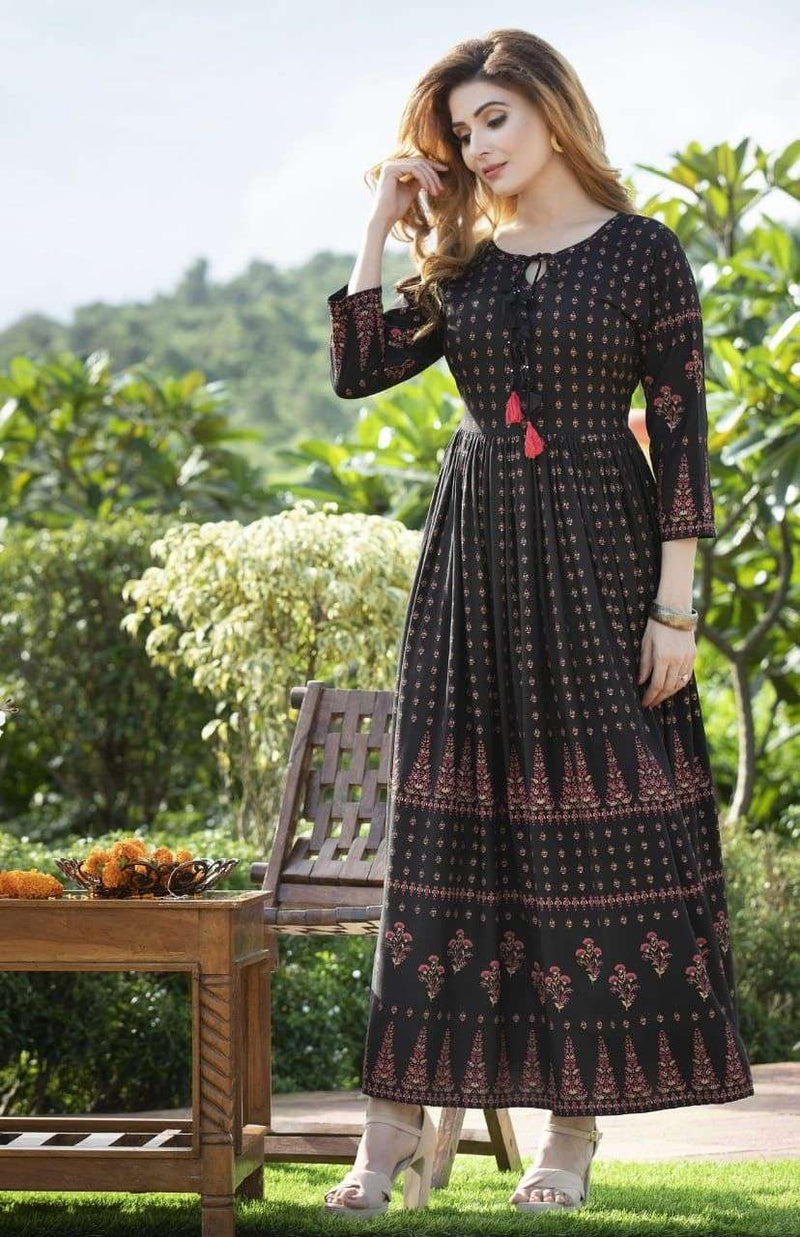Majisha Naraya Vol 1 Rayon With Foil Print With Hand Work Stylish Designer Wear Kurti