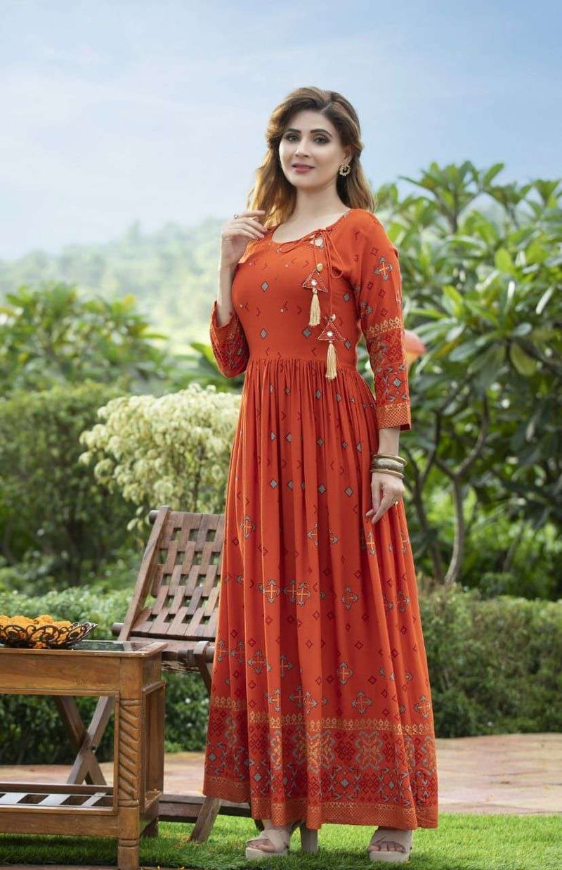 Majisha Naraya Vol 1 Rayon With Foil Print With Hand Work Stylish Designer Wear Kurti