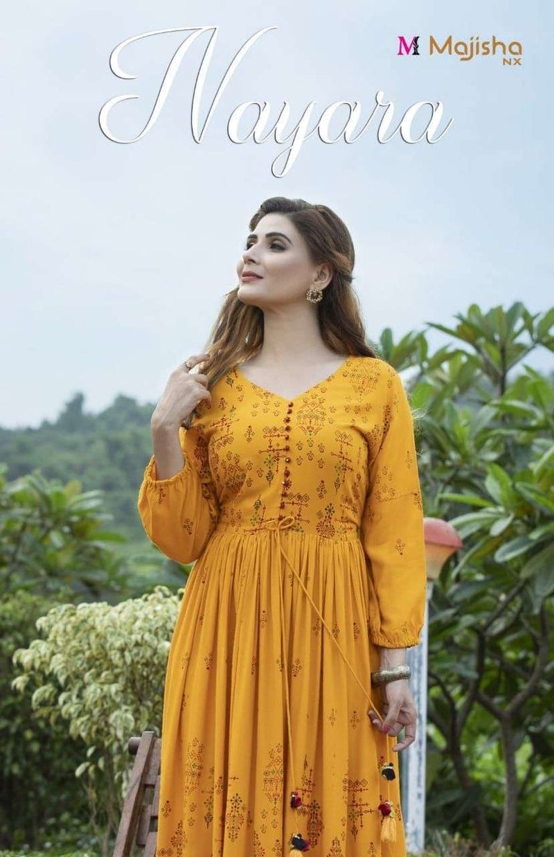 Majisha Naraya Vol 1 Rayon With Foil Print With Hand Work Stylish Designer Wear Kurti