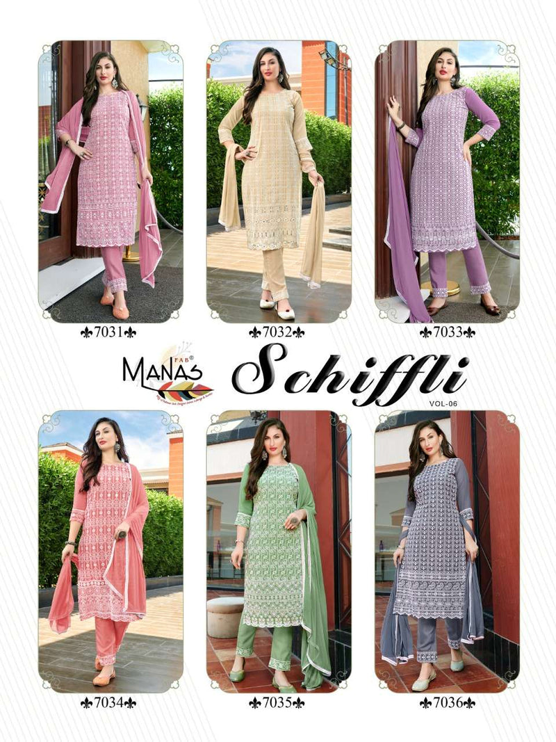 Manas Schiffli Vol 6 Georgette Stylish Hand work  Designer Wear kurtis