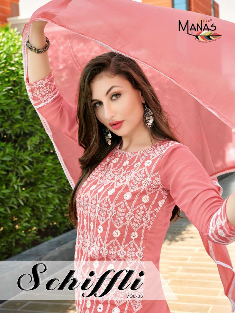 Manas Schiffli Vol 6 Georgette Stylish Hand work  Designer Wear kurtis