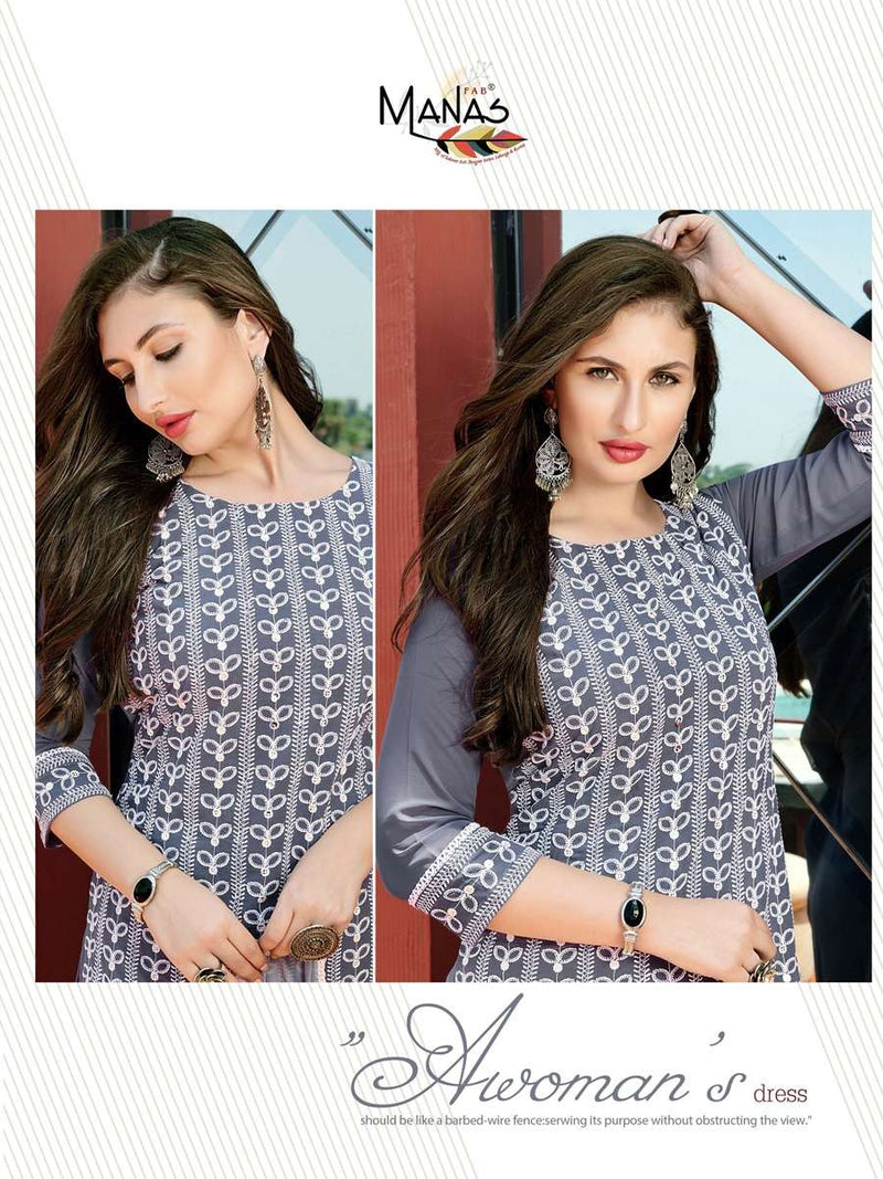 Manas Schiffli Vol 6 Georgette Stylish Hand work  Designer Wear kurtis