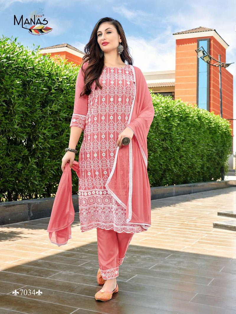 Manas Schiffli Vol 6 Georgette Stylish Hand work  Designer Wear kurtis