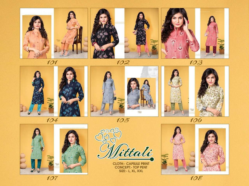 Mittali Kurti With Bottom Capsule Print  Fancy Designer Kurti