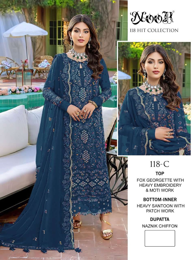 Noor Dno 118 Hit Georgette Heavy Embroidery With Daimond Moti Work Stylish Designer Pakistani Salwar Kameez