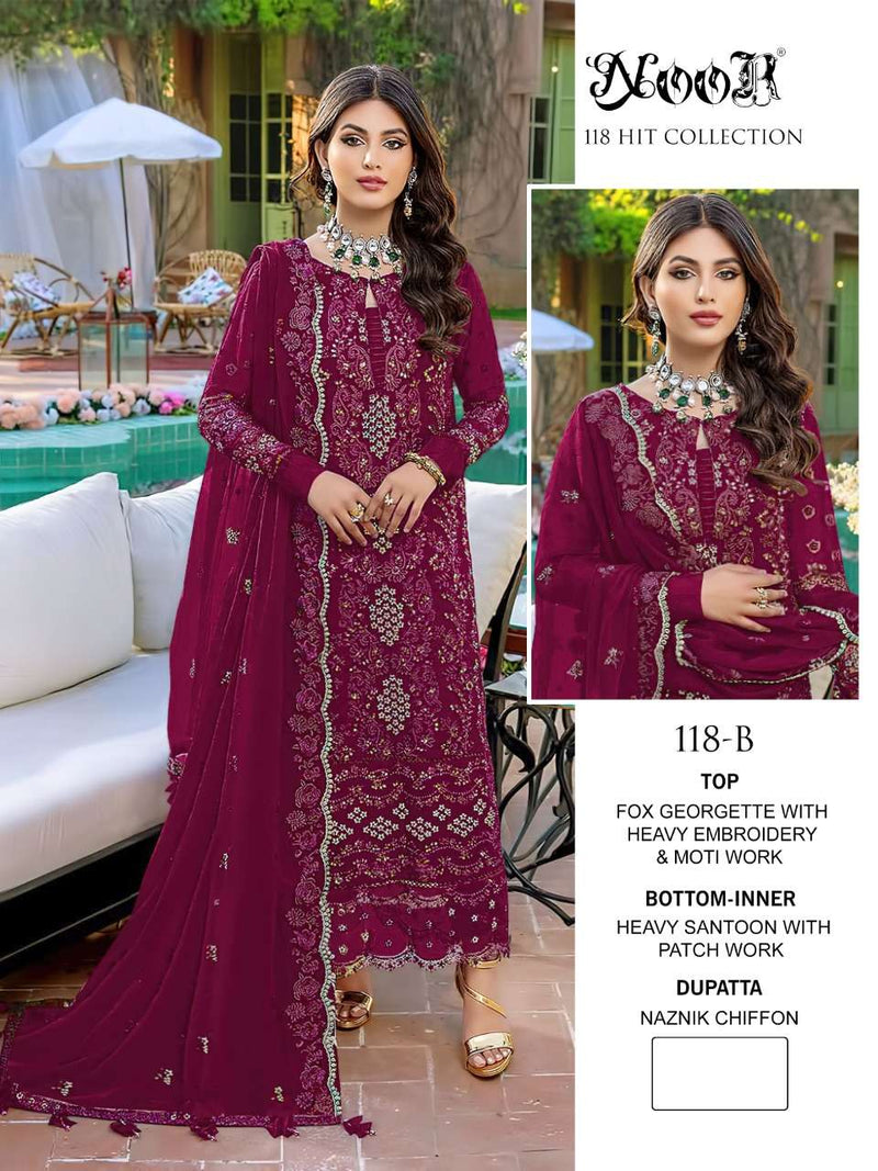 Noor Dno 118 Hit Georgette Heavy Embroidery With Daimond Moti Work Stylish Designer Pakistani Salwar Kameez